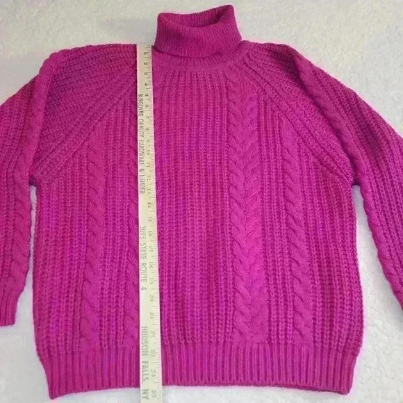 VTG 1980s Gerard Works Sweater Womens M Hot Pink Cable Knit Chunky Retro - Picture 5 of 10